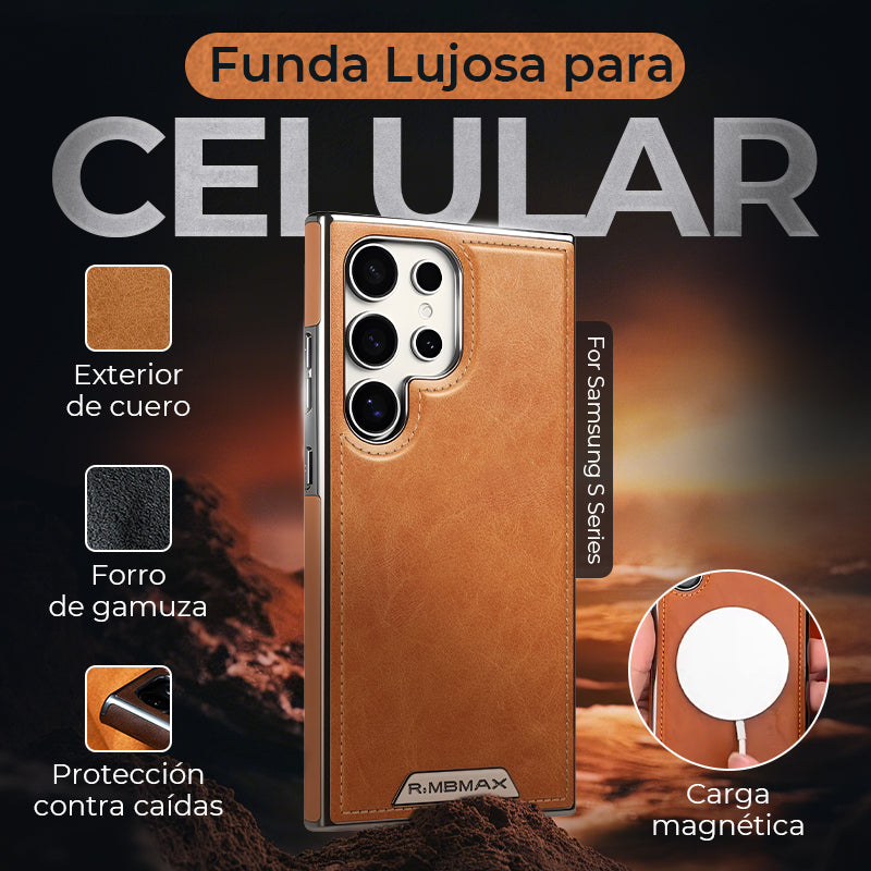 Funda de lujo con exterior de piel e interior de ante para Samsung Serie S
