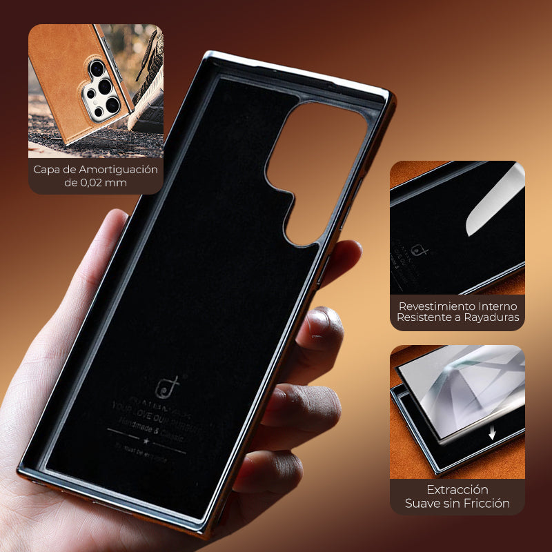 Funda de lujo con exterior de piel e interior de ante para Samsung Serie S