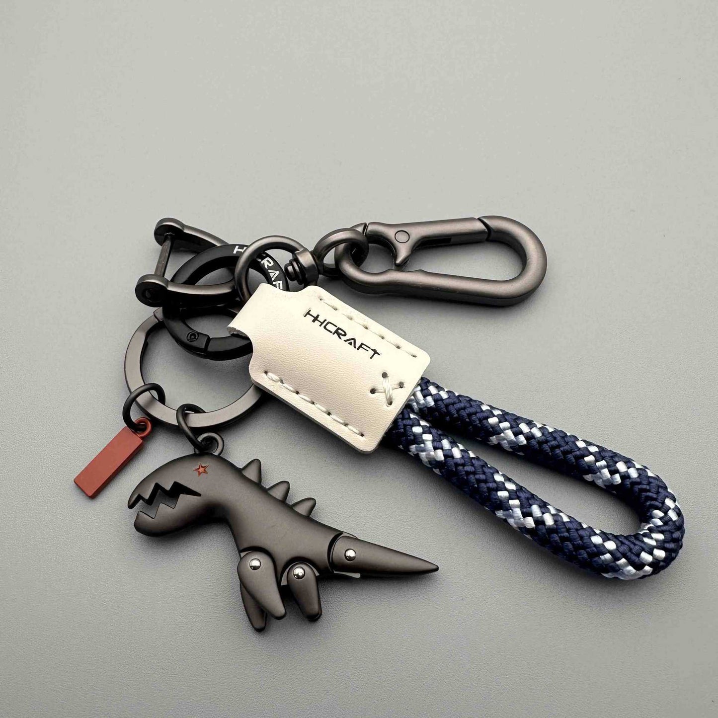 Dije de dinosaurio de aleación de aluminio combinado con una pulsera tejida a mano - 🔥Segundo artículo con un 40 % de descuento