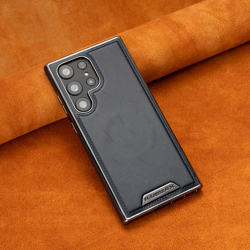 Funda de lujo con exterior de piel e interior de ante para Samsung Serie S