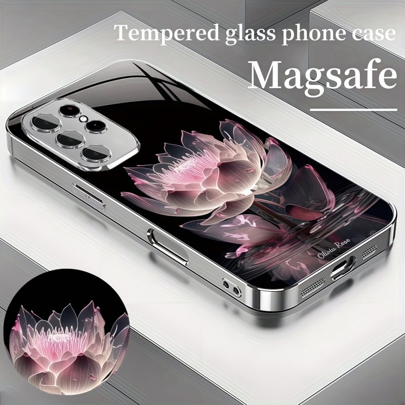 Snow Lotus Magsafe Funda de cristal templado para Samsung Serie S