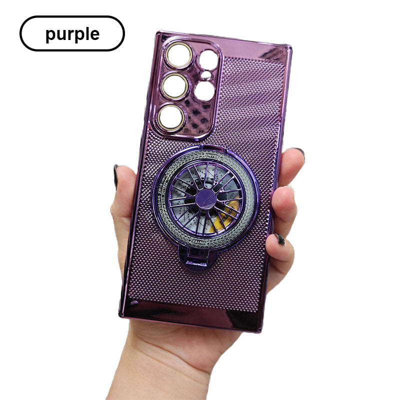 Sleek Heat Dissipation Phone Case with Gyroscope Magnetic Bracket for Samsung S24-21, Note20