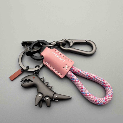 Dije de dinosaurio de aleación de aluminio combinado con una pulsera tejida a mano - 🔥Segundo artículo con un 40 % de descuento