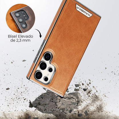 Funda de lujo con exterior de piel e interior de ante para Samsung Serie S
