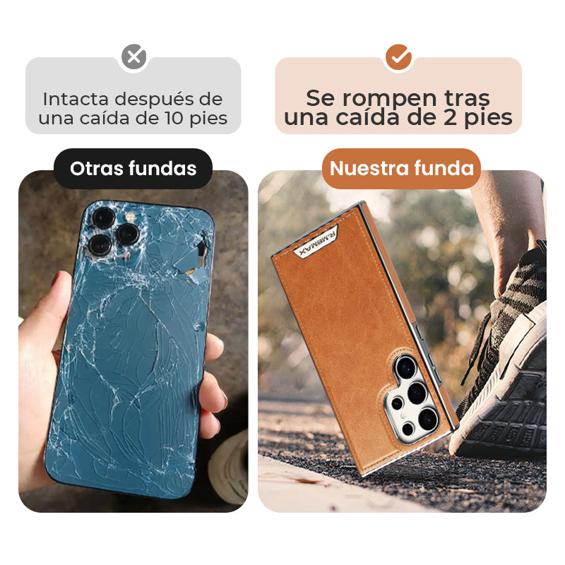 Funda de lujo con exterior de piel e interior de ante para Samsung Serie S