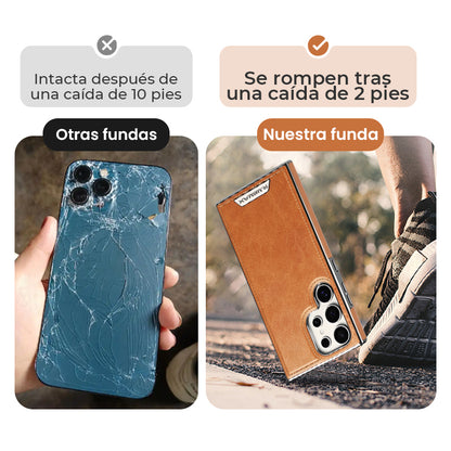 Funda de lujo con exterior de piel e interior de ante para Samsung Serie S
