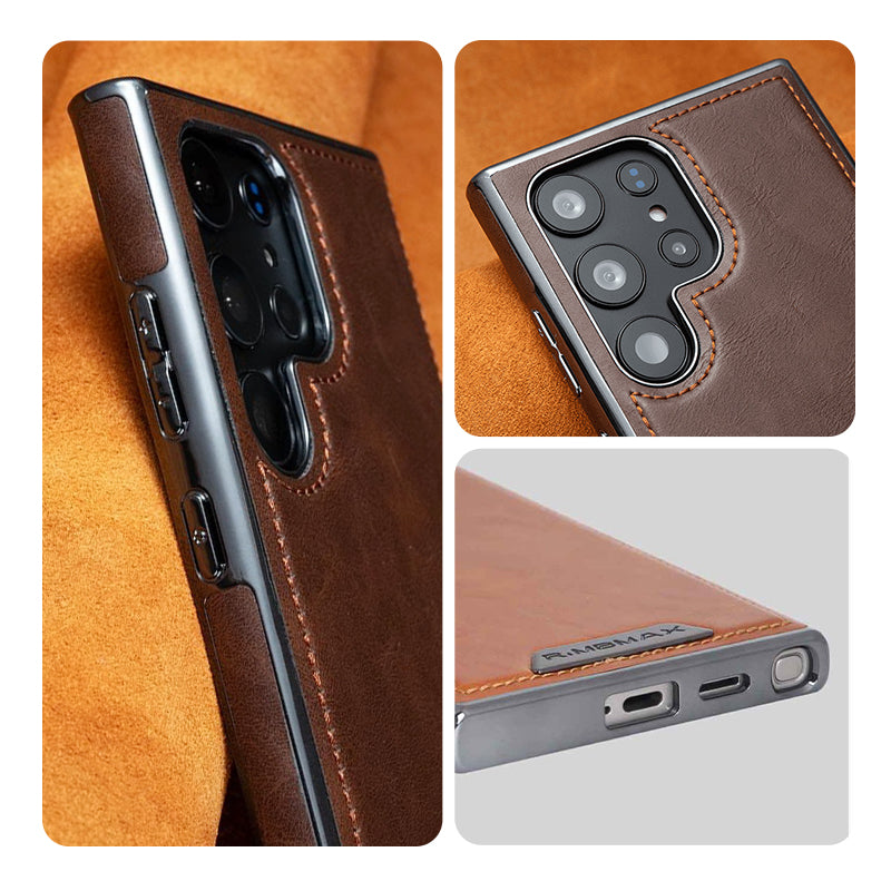 Funda de lujo con exterior de piel e interior de ante para Samsung Serie S