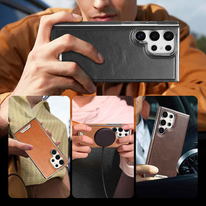 Funda de lujo con exterior de piel e interior de ante para Samsung Serie S