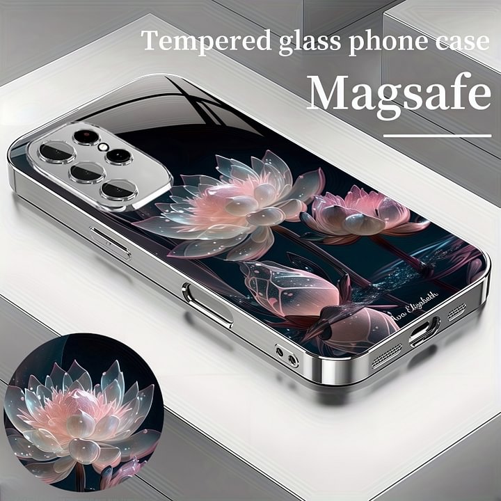 Snow Lotus Magsafe Funda de cristal templado para Samsung Serie S