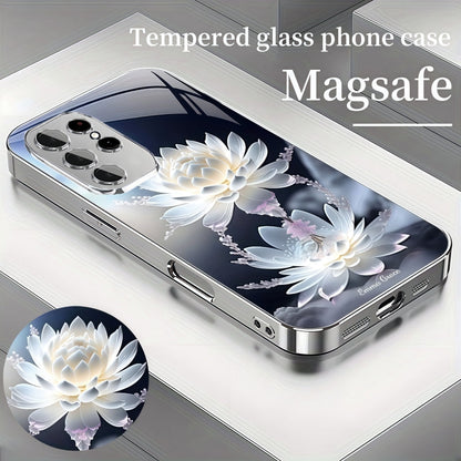 Snow Lotus Magsafe Funda de cristal templado para Samsung Serie S