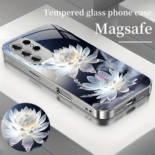 Snow Lotus Magsafe Funda de cristal templado para Samsung Serie S