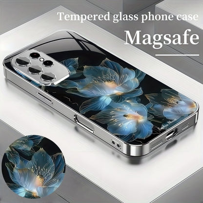 Snow Lotus Magsafe Funda de cristal templado para Samsung Serie S