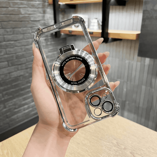 Cuatro Esquinas Espesor Protección Chapado Stand Funda Cubierta para iPhone