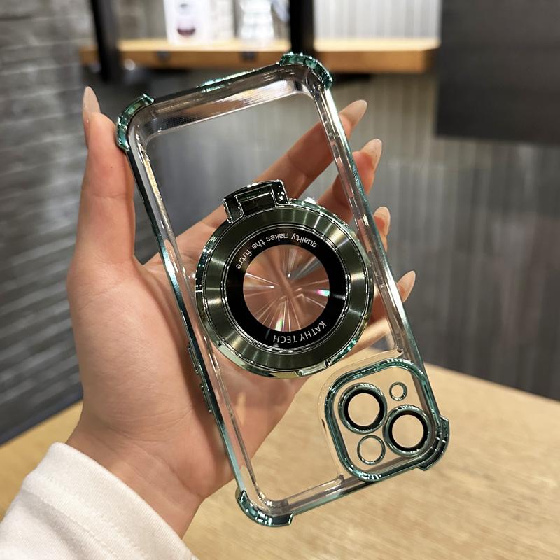 Cuatro Esquinas Espesor Protección Chapado Stand Funda Cubierta para iPhone