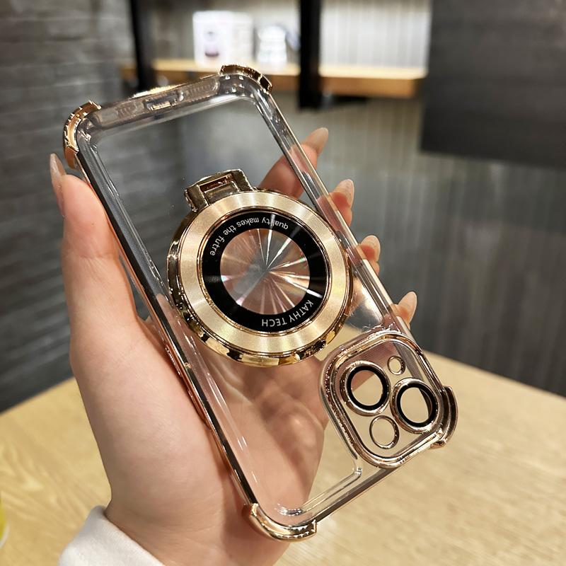 Cuatro Esquinas Espesor Protección Chapado Stand Funda Cubierta para iPhone