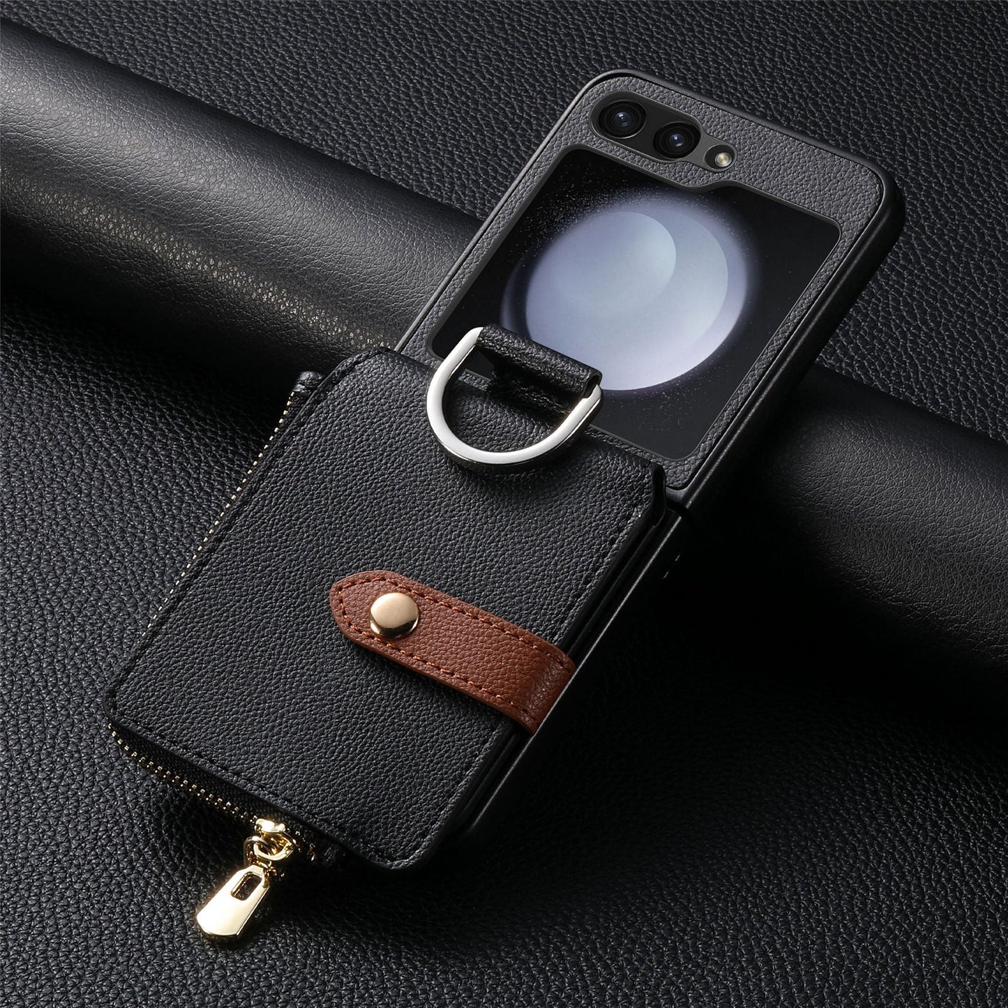 Funda con cartera y mosquetón para Samsung Flip Serie