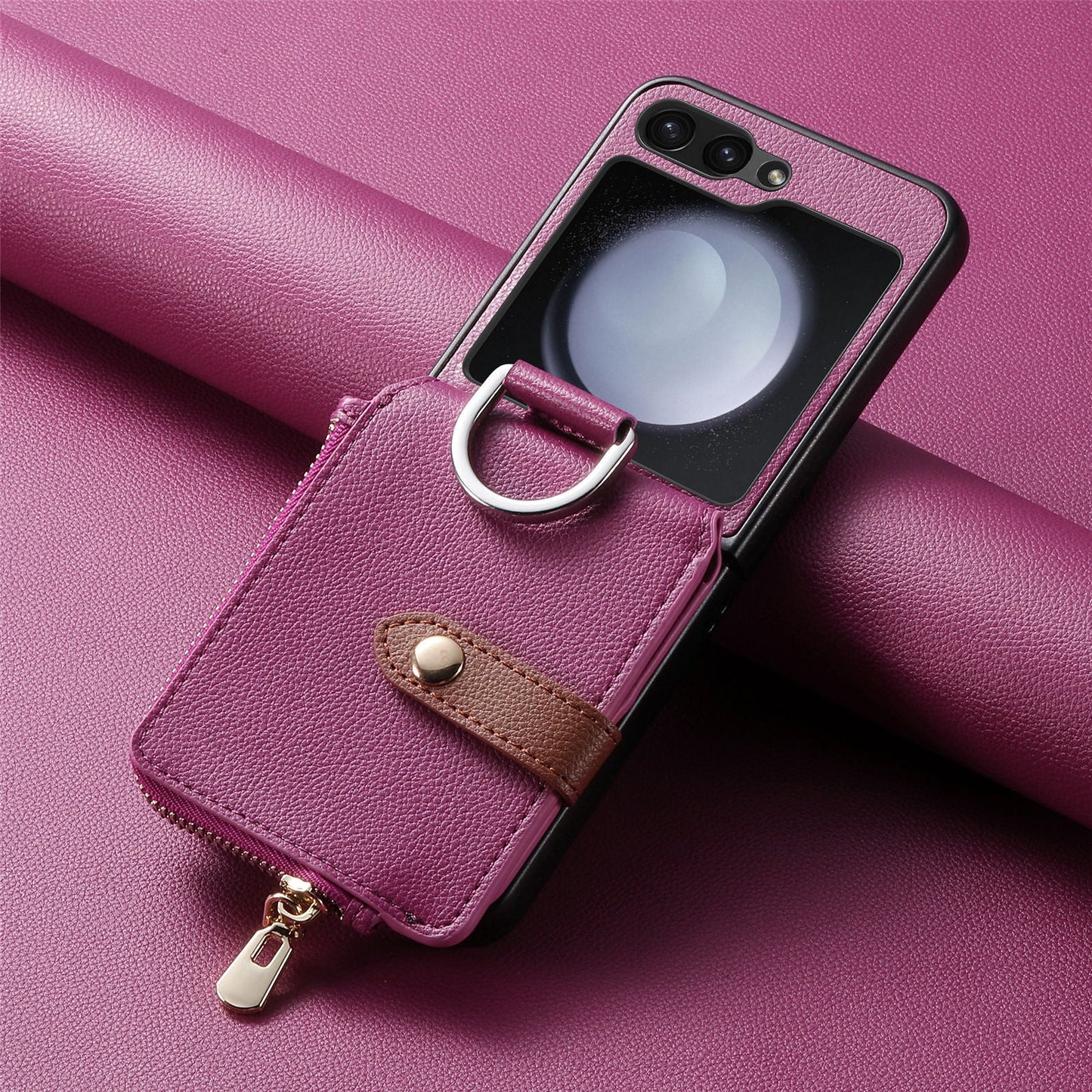 Funda con cartera y mosquetón para Samsung Flip Serie