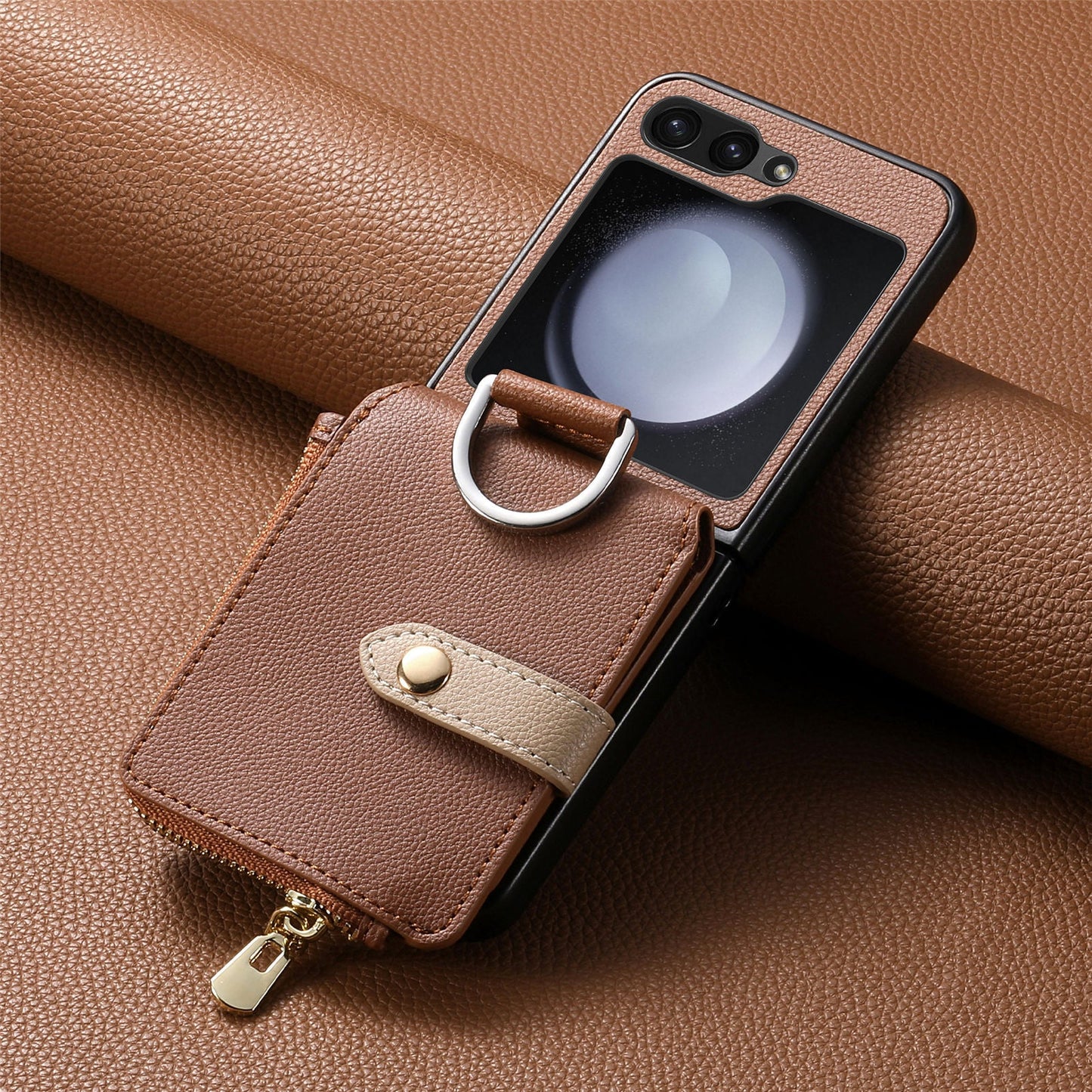Funda con cartera y mosquetón para Samsung Flip Serie