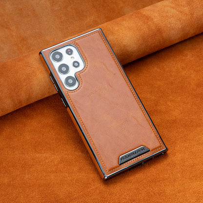 Funda de lujo con exterior de piel e interior de ante para Samsung Serie S