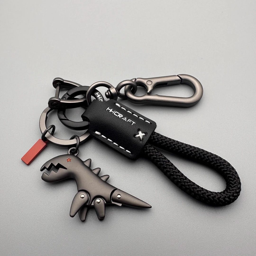 Dije de dinosaurio de aleación de aluminio combinado con una pulsera tejida a mano - 🔥Segundo artículo con un 40 % de descuento