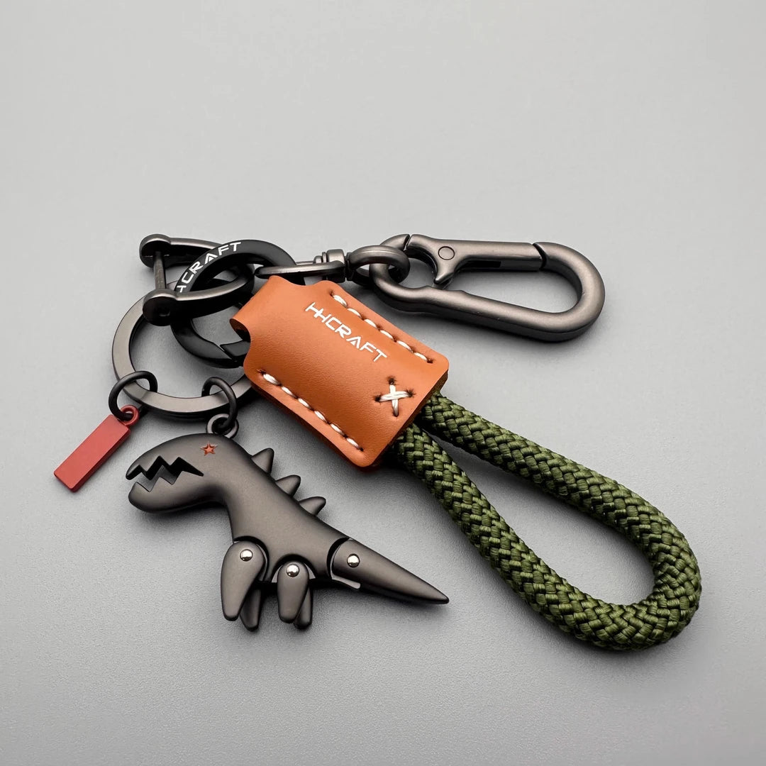 Dije de dinosaurio de aleación de aluminio combinado con una pulsera tejida a mano - 🔥Segundo artículo con un 40 % de descuento