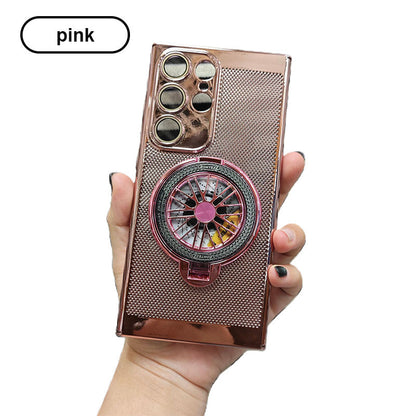 Sleek Heat Dissipation Phone Case with Gyroscope Magnetic Bracket for Samsung S24-21, Note20