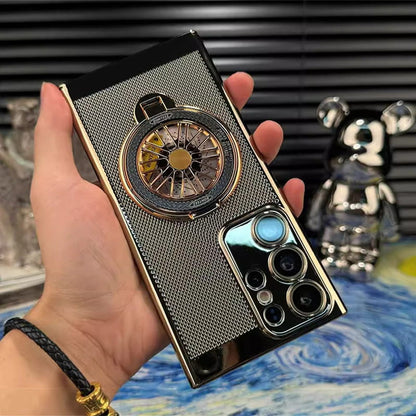 Sleek Heat Dissipation Phone Case with Gyroscope Magnetic Bracket for Samsung S24-21, Note20