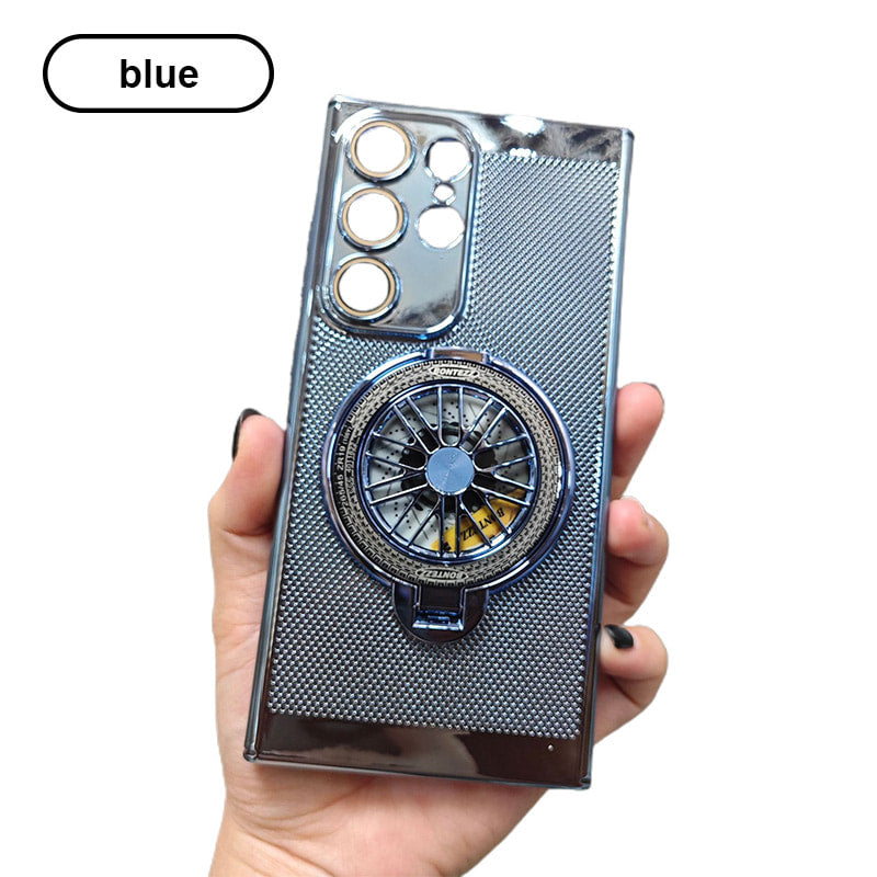Sleek Heat Dissipation Phone Case with Gyroscope Magnetic Bracket for Samsung S24-21, Note20