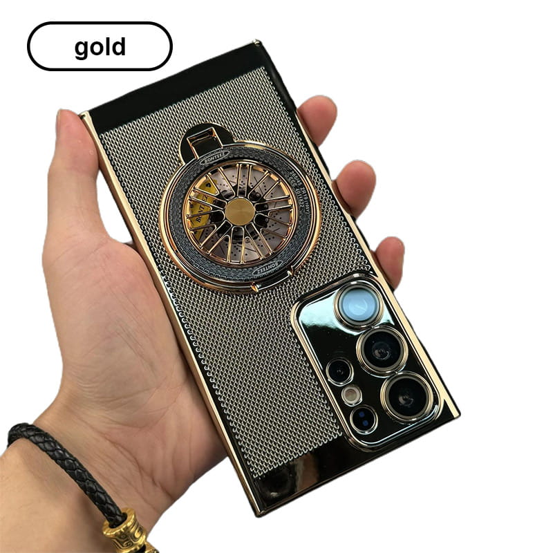 Sleek Heat Dissipation Phone Case with Gyroscope Magnetic Bracket for Samsung S24-21, Note20