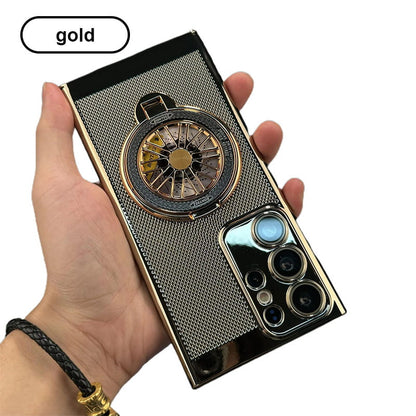 Sleek Heat Dissipation Phone Case with Gyroscope Magnetic Bracket for Samsung S24-21, Note20