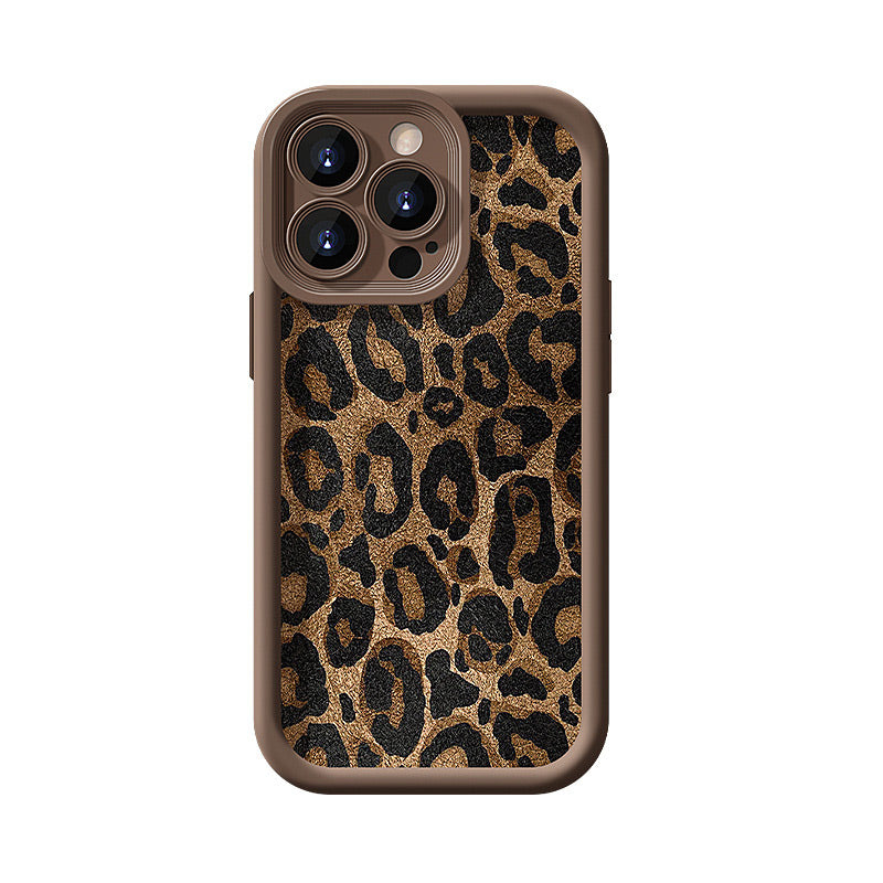 Funda para iPhone con estampado de leopardo y cordón
