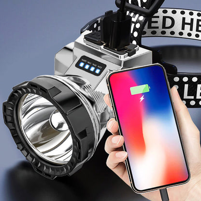 ⚡ Linterna frontal de alta potencia con iluminación ultrarradia hasta 50 metros